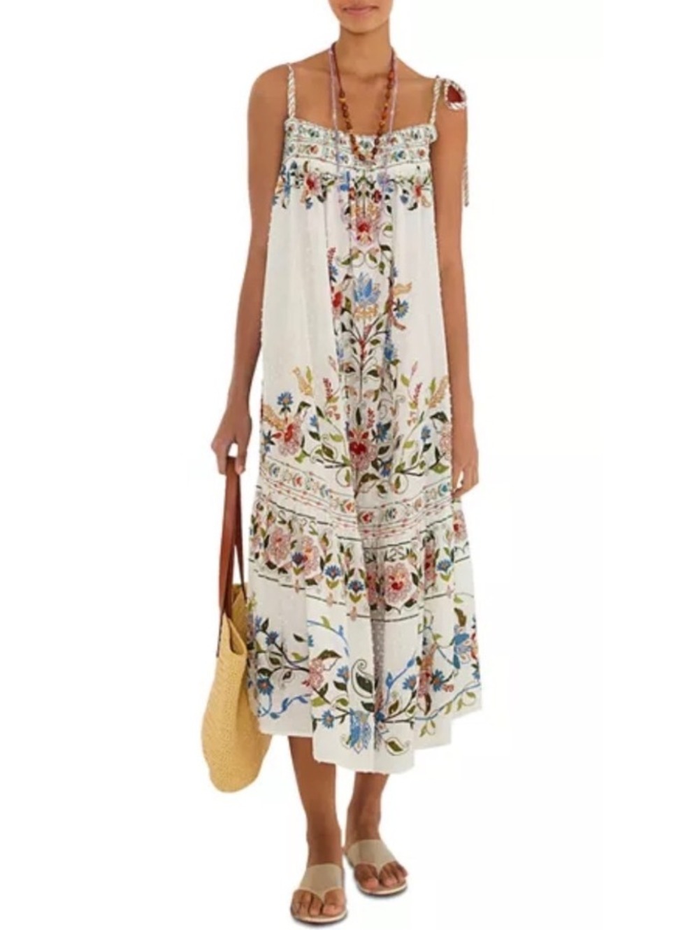 Farm Rio Stitched Garden Cotton Midi Dress Sz XS